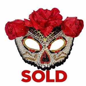 SOLD!!! DAY OF THE DEAD - Web of roses covered in crystal rhinestones -Hand made